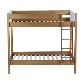 Twin Over Twin Bunk Bed with Upholstered Headboard and Footboard of Teddy-Velvet Cushion