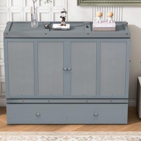 Queen Size Murphy Bed with USB Port and One Large Drawer