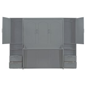 Queen Size Murphy Bed with Closet ,Drawers and Shelves