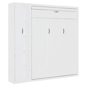 Queen Size Murphy Bed with Shelves, Drawers and LED Lights