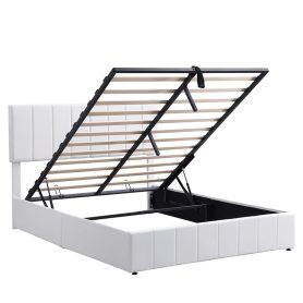 Queen Size Upholstered Platform Bed with Hydraulic Storage System
