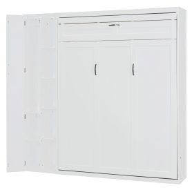 Queen Size Murphy Bed with Shelves, Drawers and LED Lights