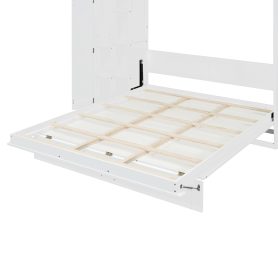 Queen Size Murphy Bed with Shelves, Drawers and LED Lights