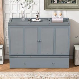 Queen Size Murphy Bed with USB Port and One Large Drawer