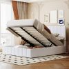 Queen Size Upholstered Platform Bed with Hydraulic Storage System