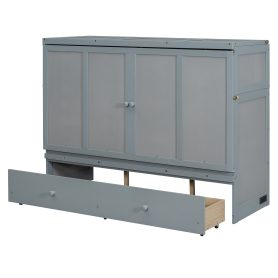 Queen Size Murphy Bed with USB Port and One Large Drawer