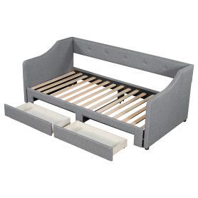 Twin XL to King Size Upholstered Daybed with Two Drawers 38 Twin XL to King Size Upholstered Daybed with Two Drawers