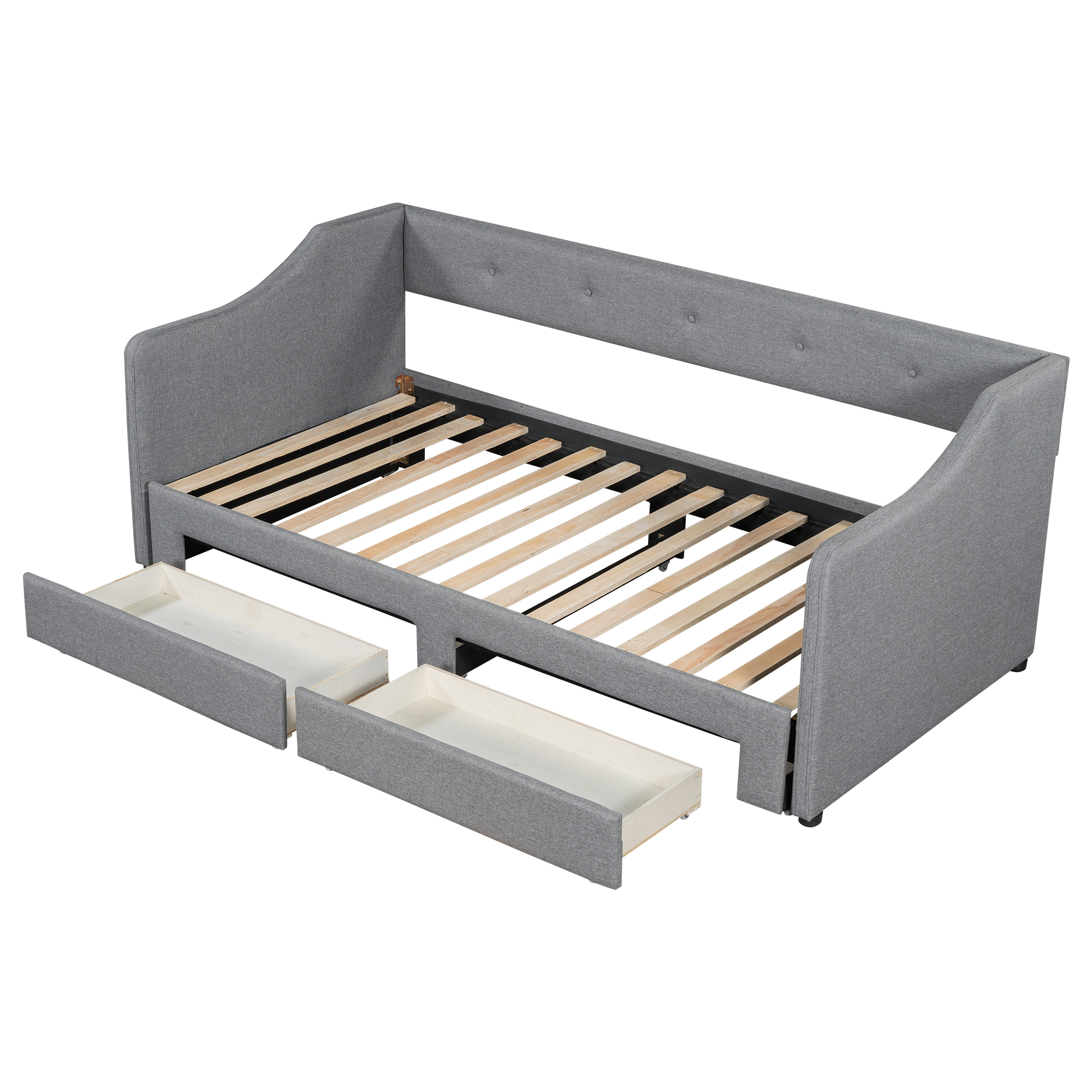 Twin XL to King Size Upholstered Daybed with Two Drawers 19 Twin XL to King Size Upholstered Daybed with Two Drawers