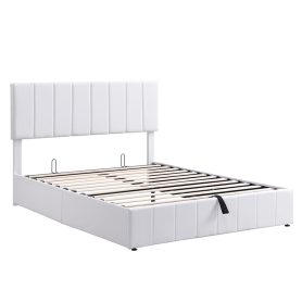 Queen Size Upholstered Platform Bed with Hydraulic Storage System