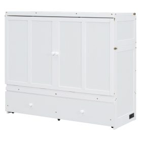 Full Size Murphy Bed With USB Port And One Large Drawer