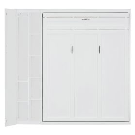 Queen Size Murphy Bed with Shelves, Drawers and LED Lights