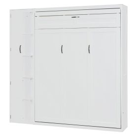 Queen Size Murphy Bed with Shelves, Drawers and LED Lights