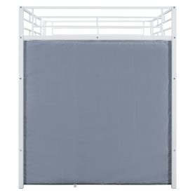 Full Size Loft Metal Bed with Desk, Shelves, Power Outlet, LED Light and Wardrobe