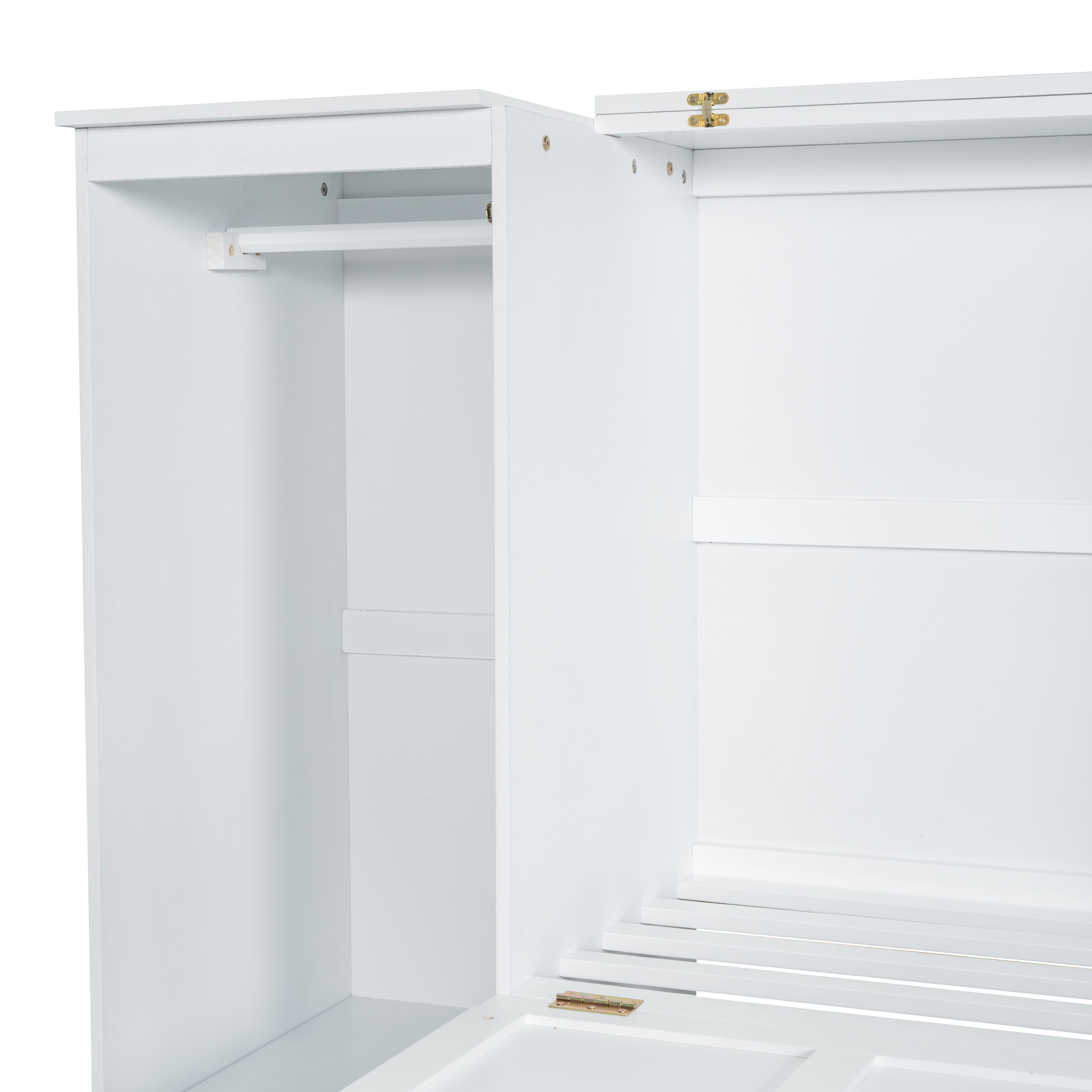 Twin Size Murphy Bed with Bedside Shelves and Wardrobe