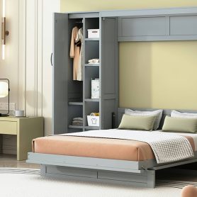 Full Size Murphy Bed with Shelves, Drawers and LED Lights 53 Full Size Murphy Bed with Shelves, Drawers and LED Lights