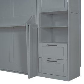 Queen Size Murphy Bed with Closet ,Drawers and Shelves