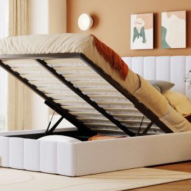 Full Size Upholstered Platform Bed with One Hydraulic Storage System 30 Full Size Upholstered Platform Bed with One Hydraulic Storage System
