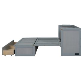 Queen Size Murphy Bed with USB Port and One Large Drawer