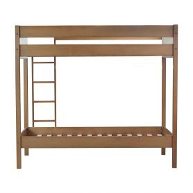 Twin Over Twin Bunk Bed with Upholstered Headboard and Footboard of Teddy-Velvet Cushion