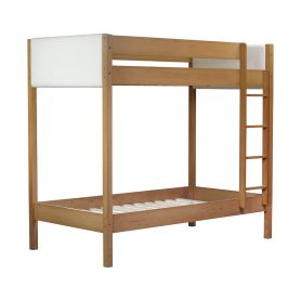 Twin Over Twin Bunk Bed with Upholstered Headboard and Footboard of Teddy-Velvet Cushion