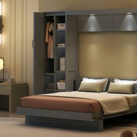 Full Size Murphy Bed with Shelves, Drawers and LED Lights 55 Full Size Murphy Bed with Shelves, Drawers and LED Lights