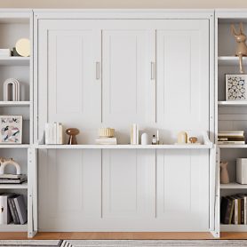 Queen Size Murphy Bed with Desk and Bookshelf