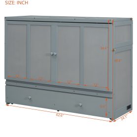 Queen Size Murphy Bed with USB Port and One Large Drawer