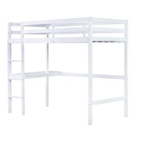 Twin Size High Loft Bed With Safety Guardrail, Built-in Desk, Ladder