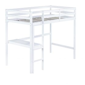 Twin Size High Loft Bed With Safety Guardrail, Built-in Desk, Ladder