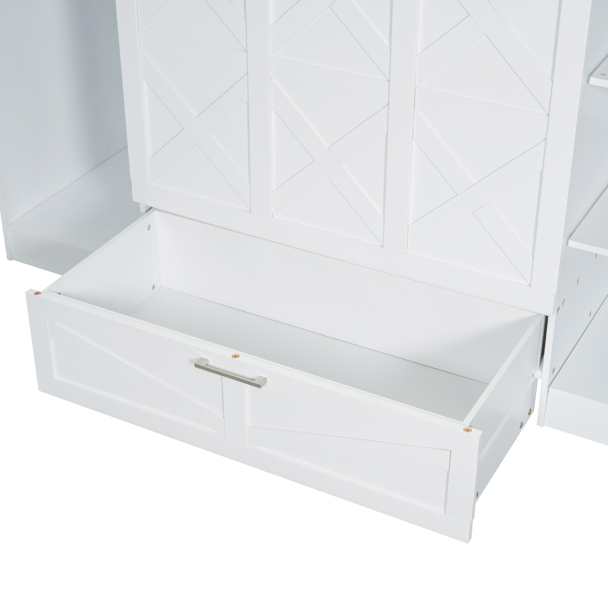 Twin Size Murphy Bed with Bedside Shelves and Wardrobe