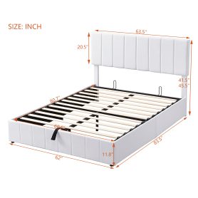 Queen Size Upholstered Platform Bed with Hydraulic Storage System