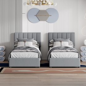 King Size Upholstered Platform Bed with a Hydraulic Storage System