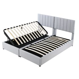 King Size Upholstered Platform Bed with a Hydraulic Storage System