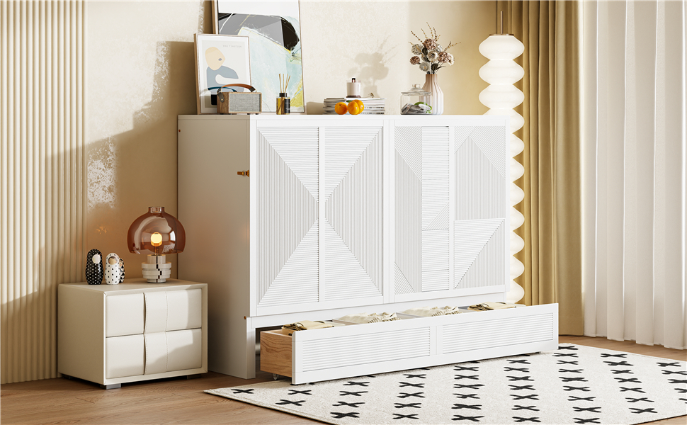 Queen Size Murphy Bed with Large Drawer, USB Ports and Outlets 23 Queen Size Murphy Bed with Large Drawer, USB Ports and Outlets