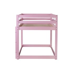 Solid Rubber Wooden Twin over Twin Loft Bed with Ladder