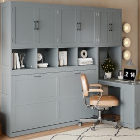 Twin Size Murphy Bed Wall Bed with Closet, Drawers and Desk 52 Twin Size Murphy Bed Wall Bed with Closet, Drawers and Desk