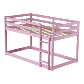 Solid Rubber Wooden Twin over Twin Loft Bed with Ladder