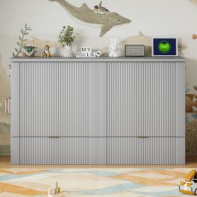 Queen Size Murphy Bed with drawer and a set of Sockets & USB Ports, Pulley Structure Design