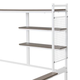 Twin Size Metal Daybed With Movable Desk, Metal Grid, Shelves And Clothes Hanger 32 Twin Size Metal Daybed With Movable Desk, Metal Grid, Shelves And Clothes Hanger