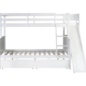 Twin Over Full Bunk Bed With 2 Drawers, Slide, Shelves, and Ladder