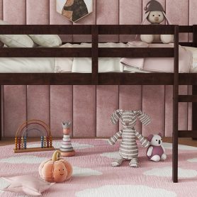 Full Rubber Wood Loft Bed with Ladder