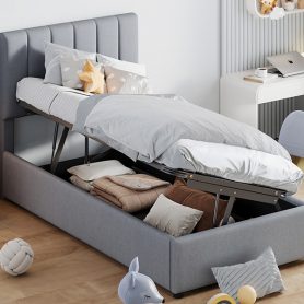 Twin Size Upholstered Platform Bed With A Hydraulic Storage System 35 Twin Size Upholstered Platform Bed With A Hydraulic Storage System