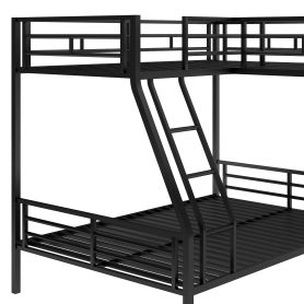 Metal Black Twin Over Full Bunk Bed With A Twin Size Loft Bed Attached and A Desk