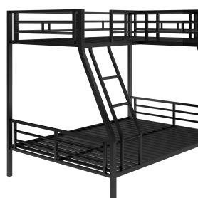 Metal Black Twin Over Full Bunk Bed With A Twin Size Loft Bed Attached and A Desk