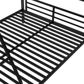 Metal Black Twin Over Full Bunk Bed With A Twin Size Loft Bed Attached and A Desk