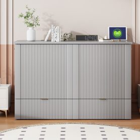 Full Size Murphy Bed with drawer and a set of Sockets & USB Ports, Pulley Structure Design