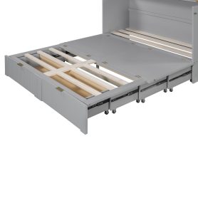 Queen Size Murphy Bed with drawer and a set of Sockets & USB Ports, Pulley Structure Design