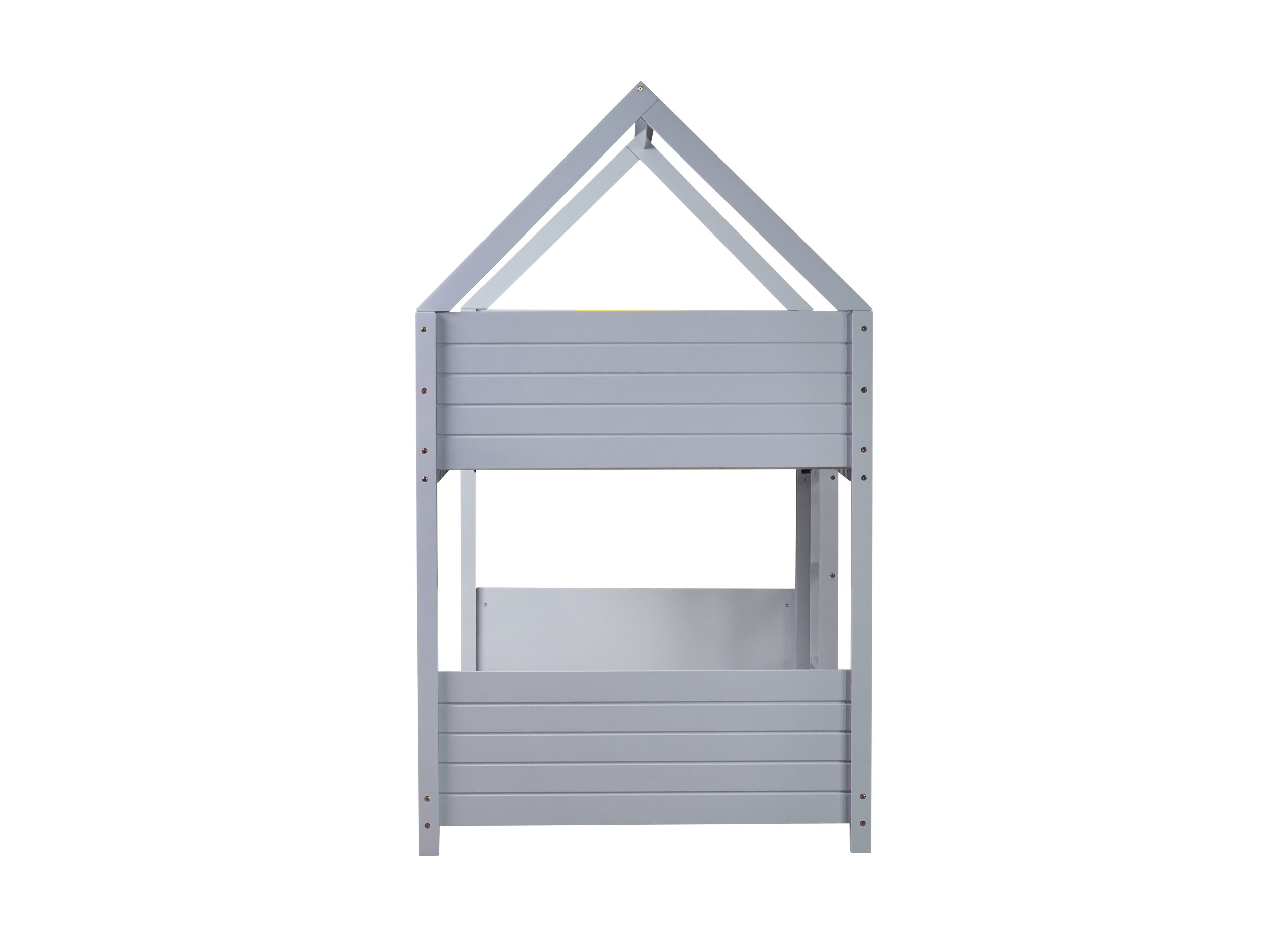 Twin Over Twin House Floor Bunk Bed with Headboards, Footboards and Guardrails 4 Rubber Wood Twin Over Twin House Floor Bunk Bed With Headboards, Footboards, Guardrails And Ladder