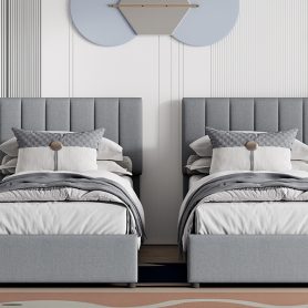 King Size Upholstered Platform Bed with a Hydraulic Storage System