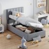 Twin Size Upholstered Platform Bed With A Hydraulic Storage System 1 Twin Size Upholstered Platform Bed With A Hydraulic Storage System